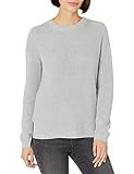Goodthreads Women's Cotton Shaker Stitch Crewneck Sweater, Medium Grey Heather, Small | Amazon (US)