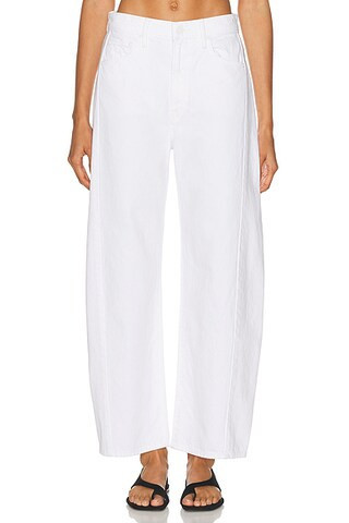 MOTHER The Full Pipe Ankle Jeans in Picket Fence - White. Size 27 (also in 32). | FWRD 