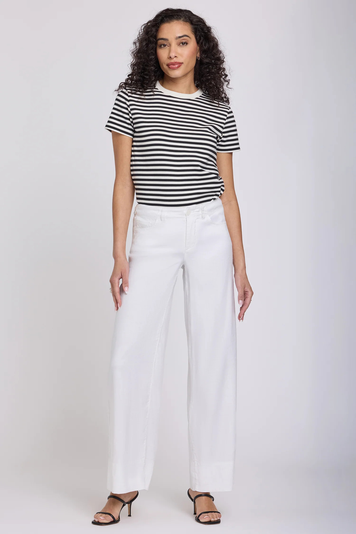 5 Pocket Wide Leg Trouser Pants - Optic White | NYDJ