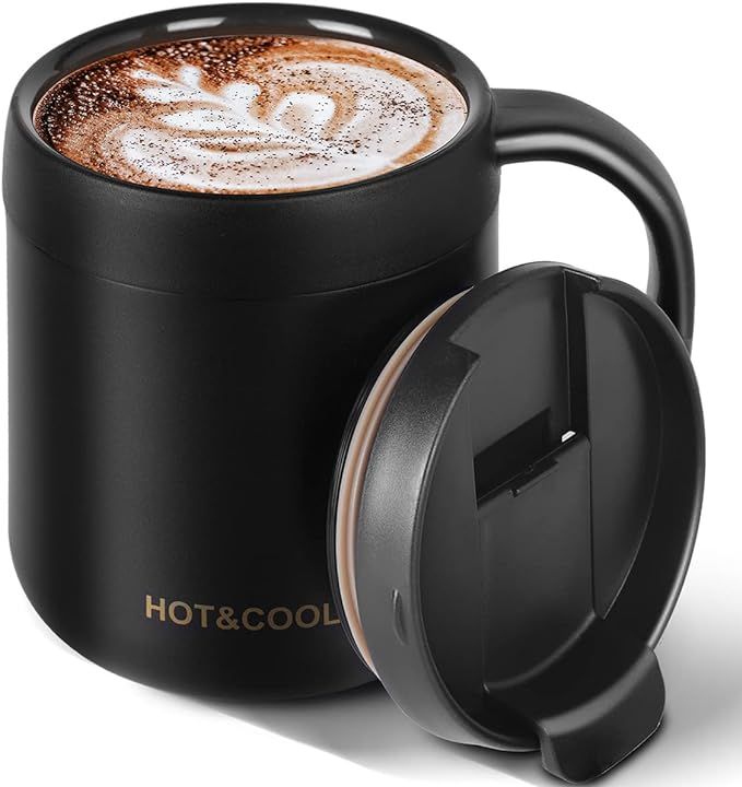 IDOKER Coffee Mug, Insulated Coffee Mug with Handle, Stainless Steel Coffee Mug with Lip, Reusabl... | Amazon (US)