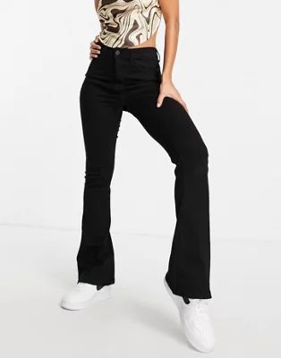 Noisy May Sallie high waisted flared jeans in black | ASOS (Global)