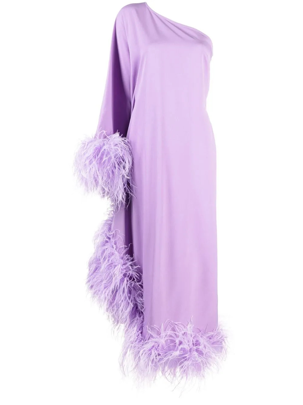 Taller Marmo Ubud Asymmetric feather-trim Maxi Dress - Farfetch | Farfetch Global
