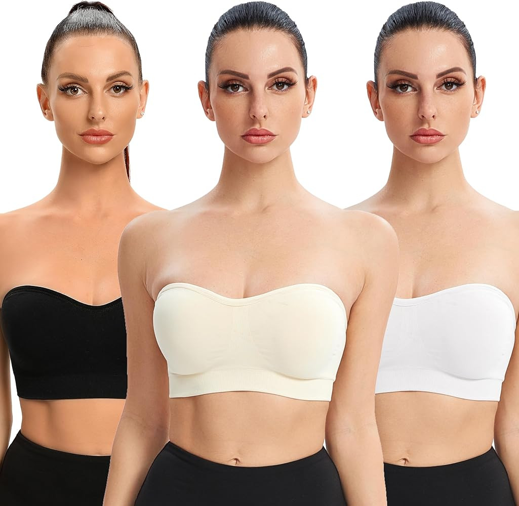Gnowann Strapless Bras for Women Non-Slip Silicone Bandeau Bralette Seamless Wireless Strapless B... | Amazon (US)