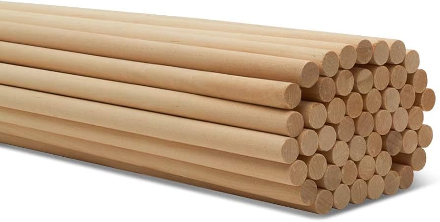 Dowel Rods Wood Sticks Wooden Dowel Rods - 1/2 x 24 Inch Unfinished Hardwood Sticks - for Crafts ... | Amazon (US)