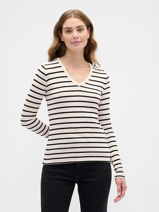 Stripe V-Neck T-Shirt | Gap Factory