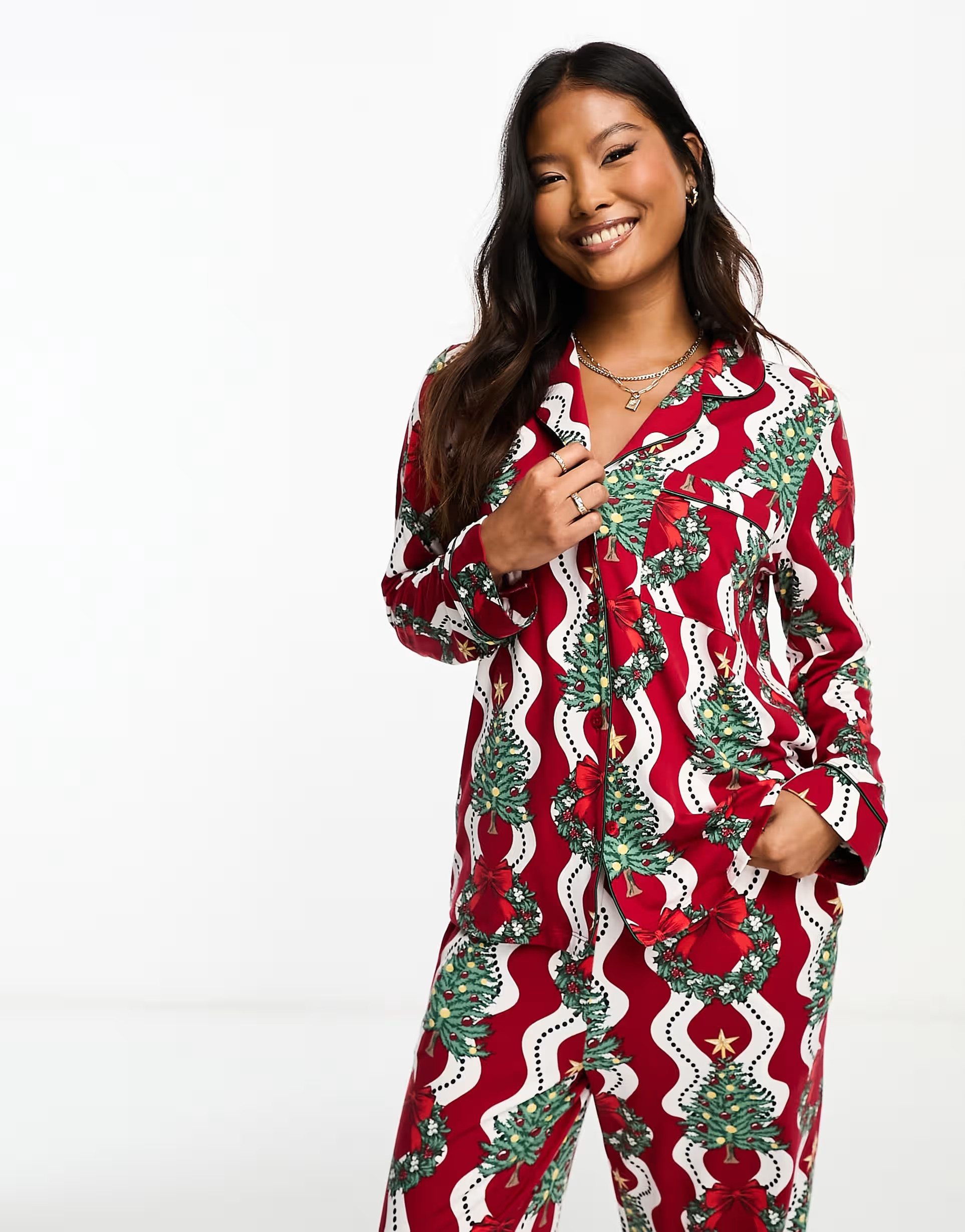 Chelsea Peers Petite Christmas print pajama set in multi | ASOS (Global)