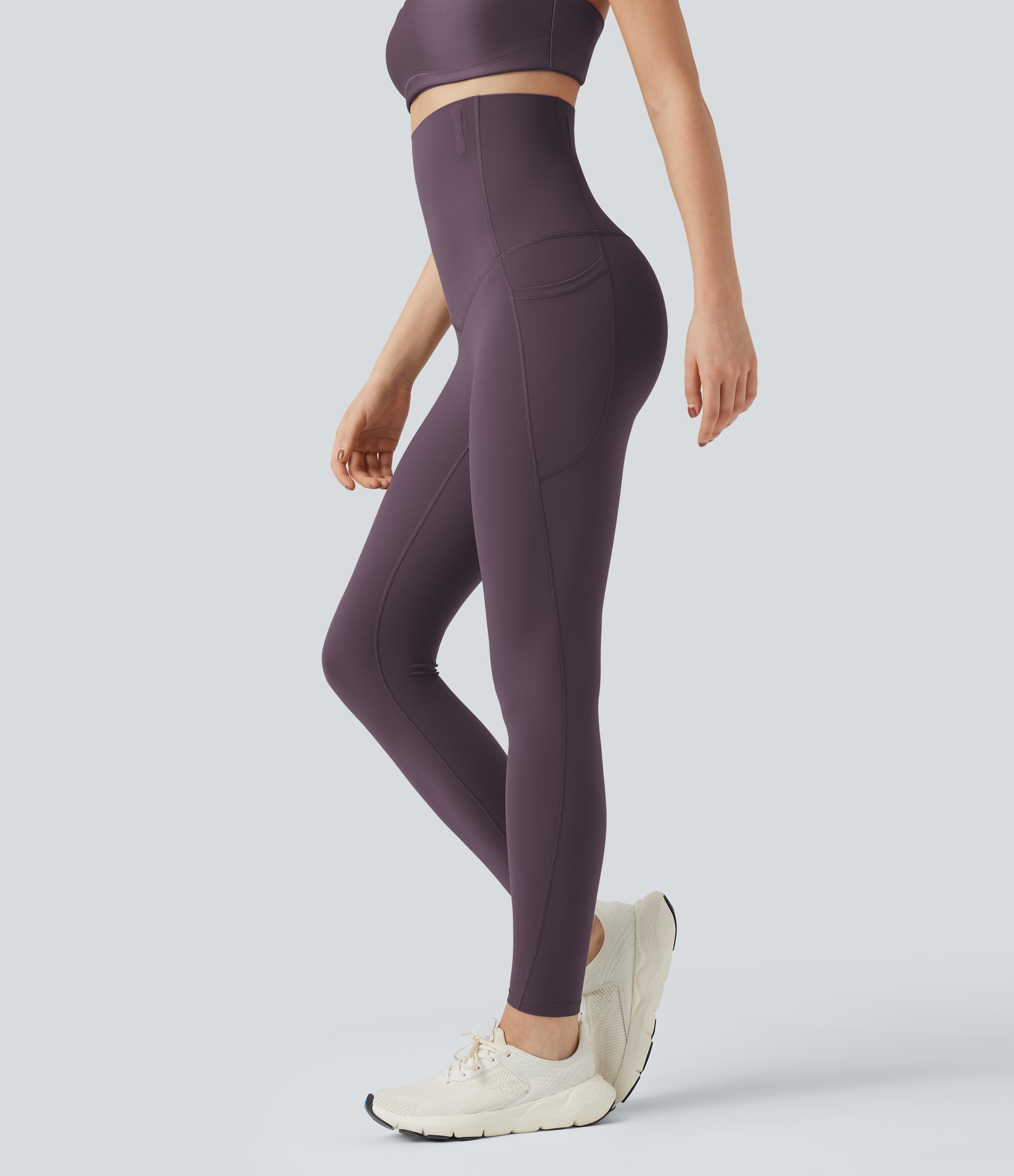 Halara Halara UltraSculpt™ SoCinched Super High Waisted Tummy Control Fishbone Shaping Training Leggings with Pockets - Night's Purple - XL(7/8) | HALARA