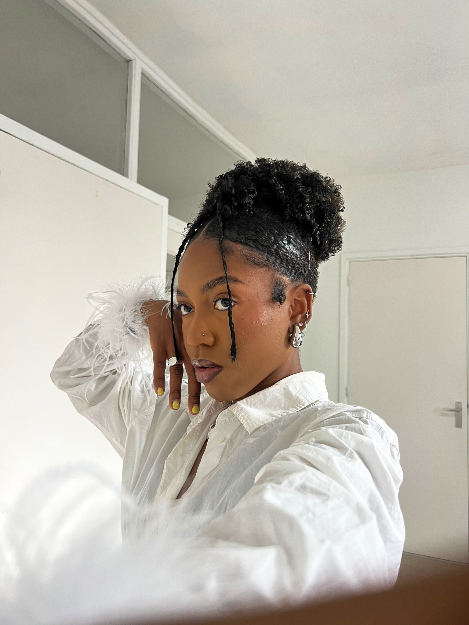 statement earrings. silver earrings. silver chunky rings. chunky earrings. bottega veneta earrings dupe. affordable jewelry. silver jewelry. feather bracelet. glowy makeup. pink blush. pink lipgloss.  

#LTKFind #LTKunder50 #LTKbeauty