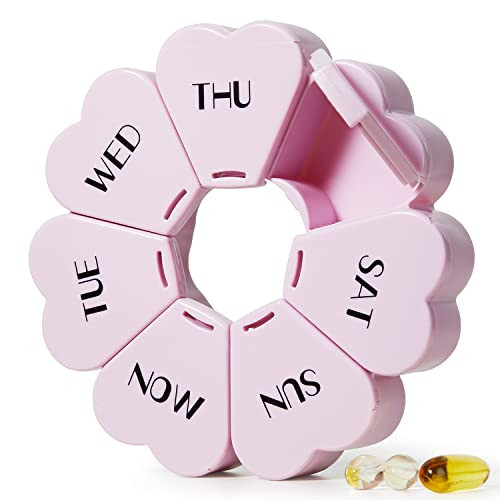 MOLN HYMY Large Weekly Pill Organizer, Girly Pill Box 7 Day, Purple Pink Daily Vitamin Holder for Fish Oil/Medicine/Supplements | Amazon (US)