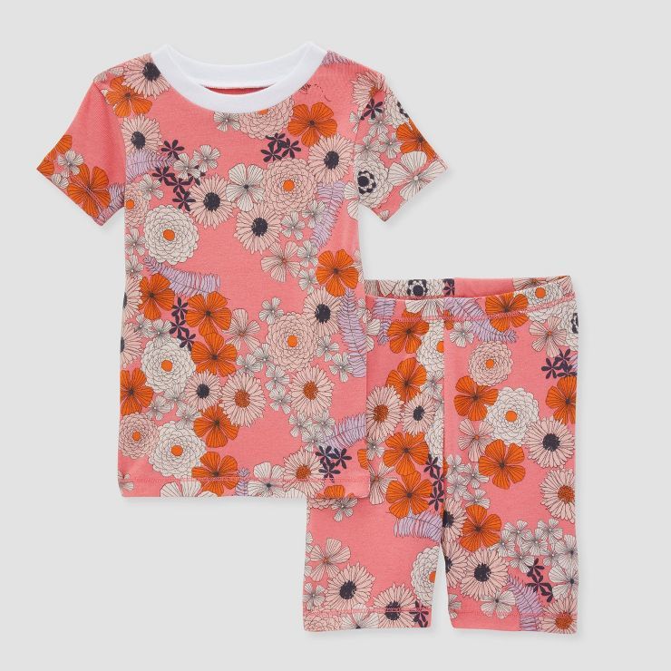 Burt's Bees Baby® Toddler Girls' 2pc Cottage Floral Organic Cotton Snug Fit Pajama Set - Pink | Target