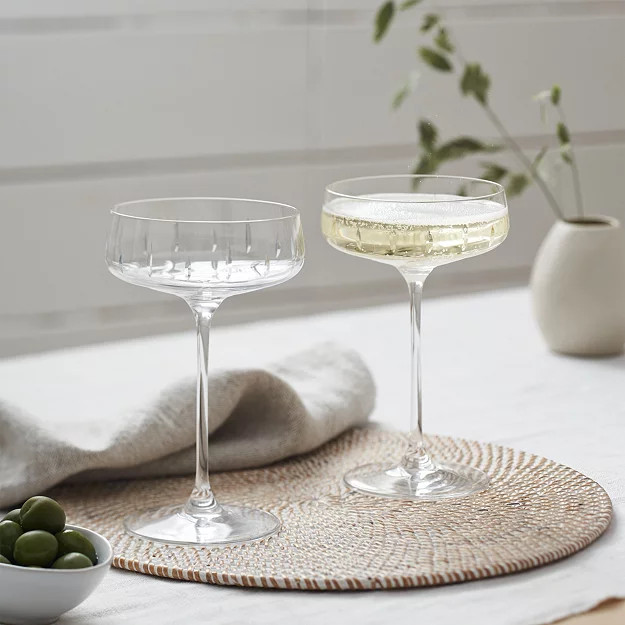 Monroe Cut Glass Champagne Coupes – Set of 2 | Christmas Table | The White Company ROW | The White Company (UK)