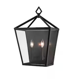 Millennium Lighting 2-Light 20 in. Tall Powder Coated Black Outdoor Wall Sconce 2532-PBK - The Ho... | The Home Depot