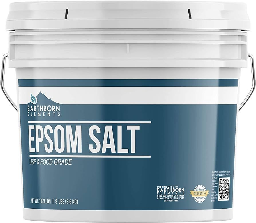 Epsom Salt (1 Gallon) by Earthborn Elements, Resealable Bucket, Magnesium Sulfate Soaking Solutio... | Amazon (US)