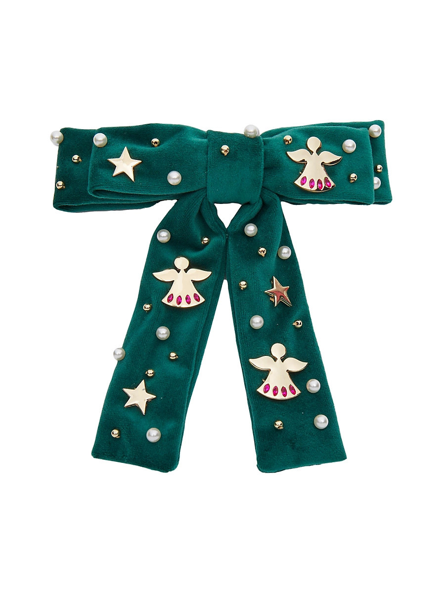 Women's Antoinette Angel Bell Bow Barrette - Forest Green | Saks Fifth Avenue