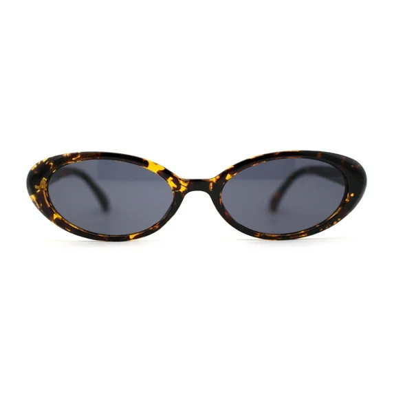 SA106 Womens Simple Classical Oval Thin Plastic Sunglasses Tortoise Black | Walmart (US)