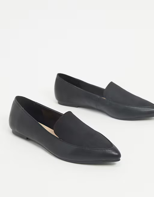 London Rebel - Mocassins plats à bout pointu - Mélange noir | ASOS (Global)
