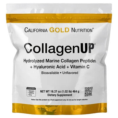California Gold Nutrition, CollagenUP®, Hydrolyzed Marine Collagen Peptides with Hyaluronic Acid and Vitamin C, Unflavored, 1.02 lb (464 g) | iHerb