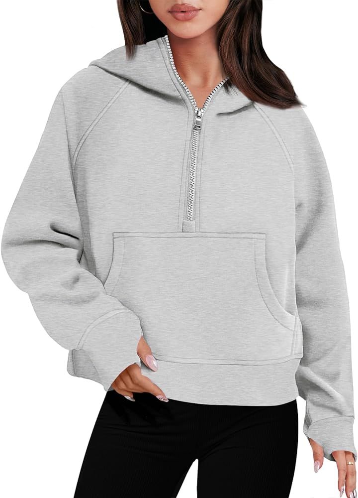 ANRABESS Women Half Zip Cropped Hoodies Fleece Quarter Zip Up Pullover Sweatshirts Winter Clothes... | Amazon (US)