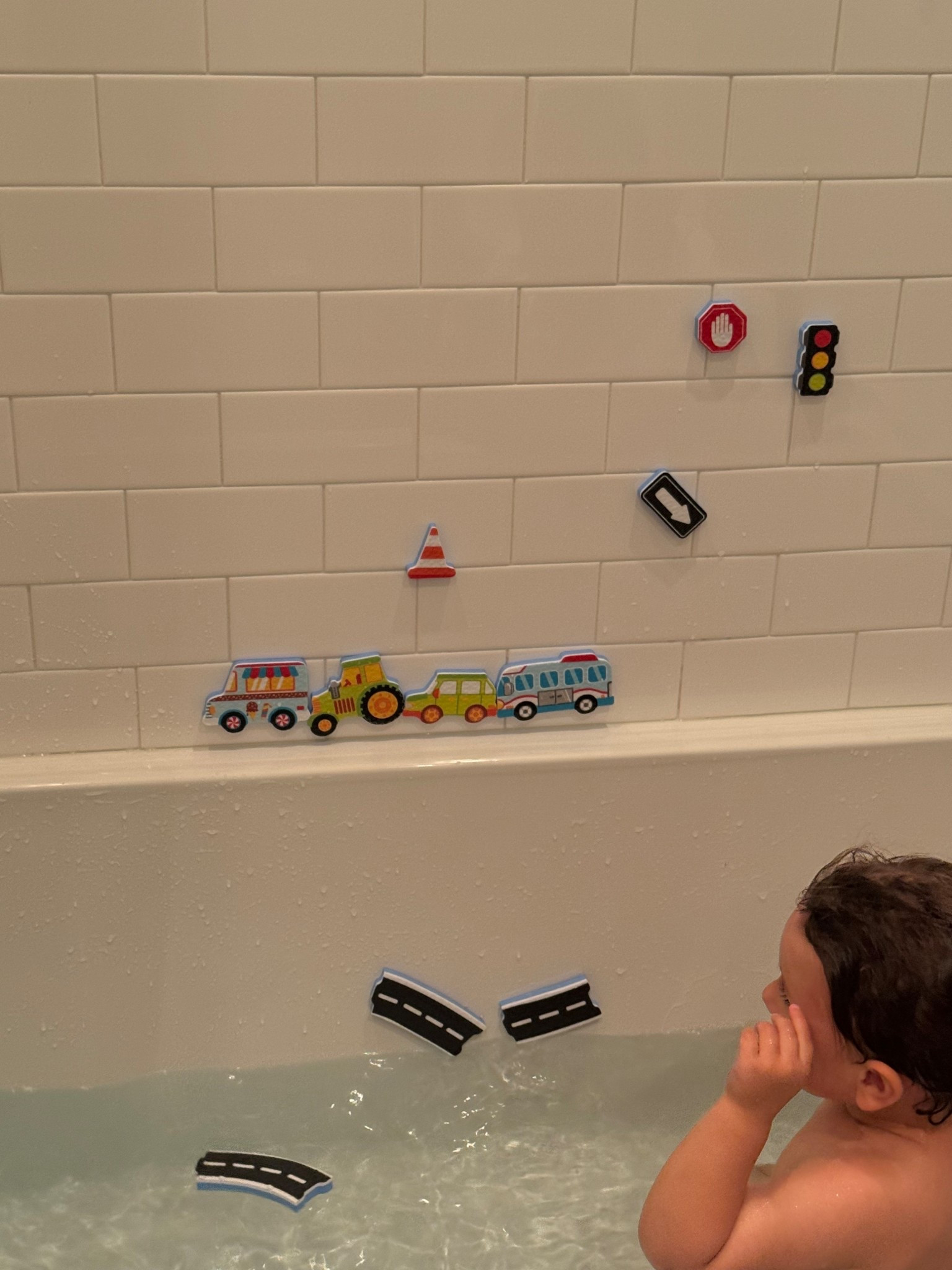 Foam bath cars & tracks! You can even stand the cars up bc the foam is thick

#LTKBaby #LTKKids #LTKmomlife