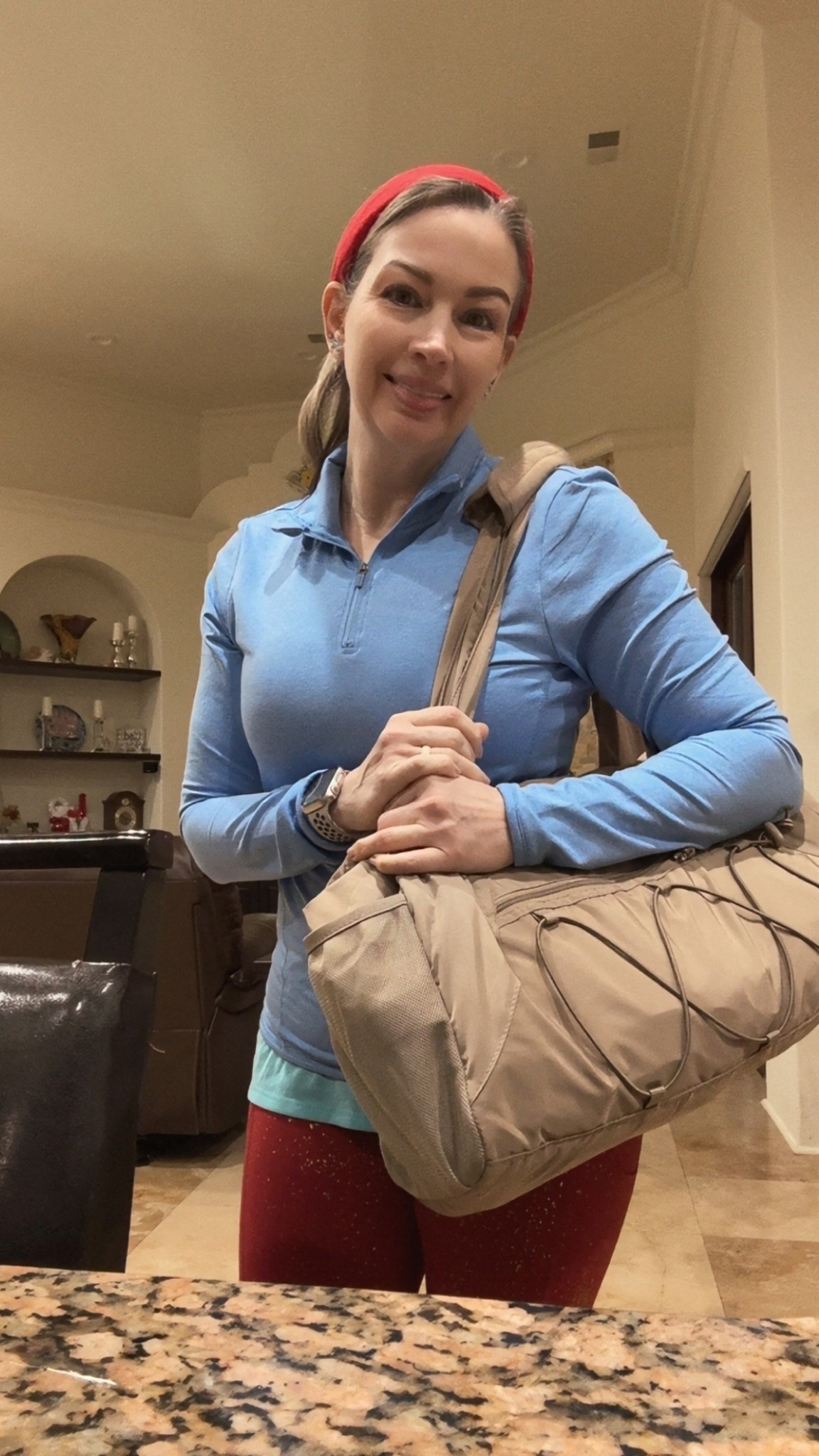 I headed to the gym this morning excited to teach for two hours. Thank goodness for this gym bag! It’s perfect for carrying everything I need for my morning sessions. I tuck in a small towel, my makeup pouch with essentials, my dance shoes in the separate shoe compartment, and a portable speaker—just in case the sound system acts up. Believe it or not, I’ve even had to sing to my class 😂. On days I teach Pilates, I love the handy strap on top that keeps my mat secure. So, what do you usually pack in your gym bag? Am I missing anything that you can’t leave home without? 

#LTKfitnessgoals #LTKActive #LTKselfcare