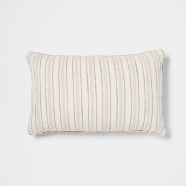 Woven Striped with Plaid Reverse Throw Pillow - Threshold™ | Target