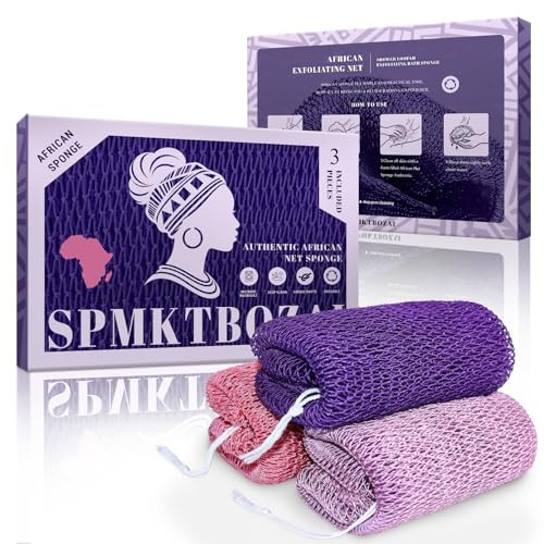 SPMKTBOZAI African Net Sponge Authentic, 3 Pieces African Exfoliating Sponge Real African Net, Shower Loofah Exfoliating Bath Sponge, Body Scrubber for Women and Men Daily Use Body Care | Amazon (US)