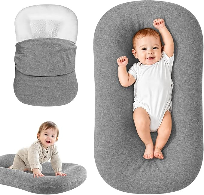 Infant Support Cushion for Newborn, Portable Tummy Time Mat | With Removable Grey Cover, Soft Bre... | Amazon (US)