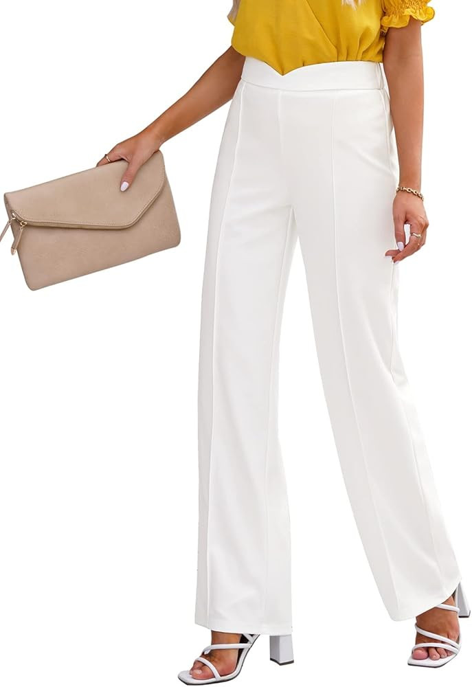 Vetinee 2023 Womens Dress Pants Business Casual High Waisted Wide Leg Trousers Work Office Pull O... | Amazon (US)