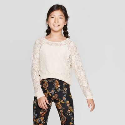 Girls' Long Sleeve Laced Top - art class™ | Target