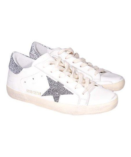 Golden Goose White & Silver Glitter Super-Star Leather Sneaker - Women | Zulily