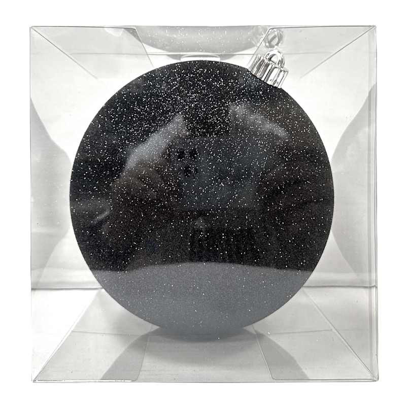 1-Count Large Black Glittered Shatterproof Ornament, 7.7" | At Home
