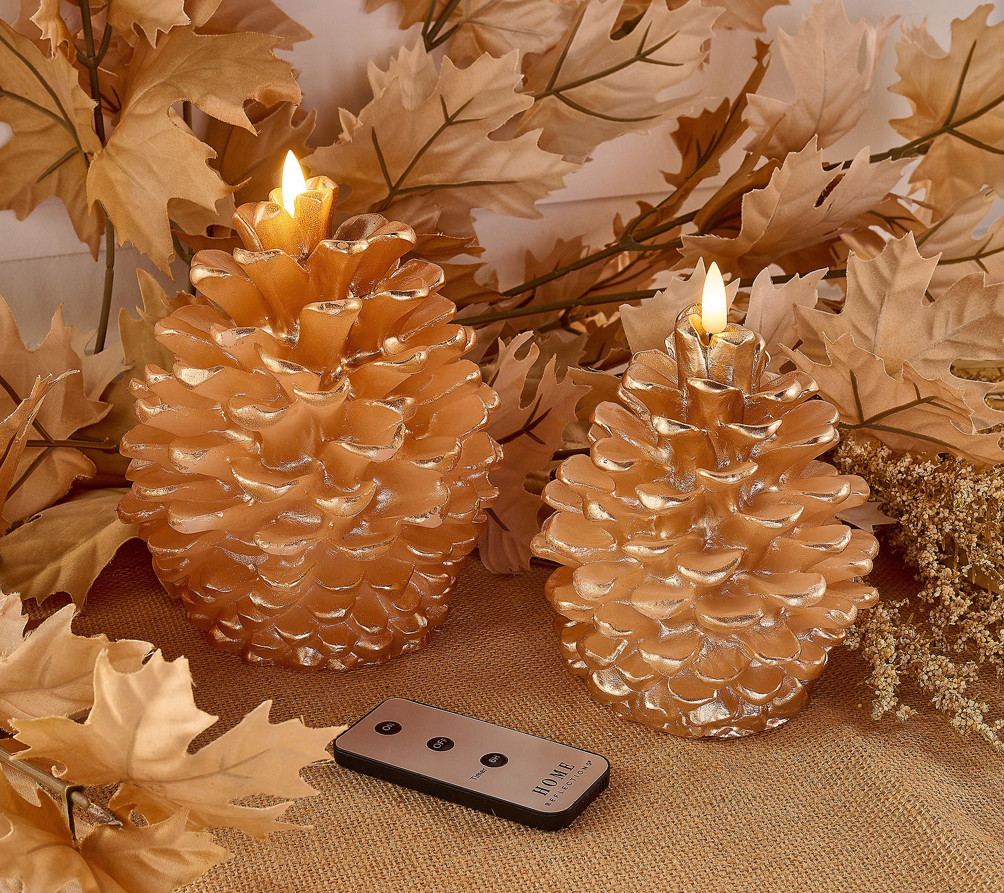 Home Reflection S/2 Flameless Metallic Pinecones | QVC