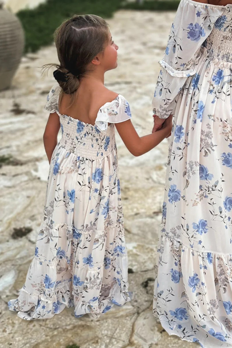 Marabella Dress (floral blue chiffon) | INDIE BLUE