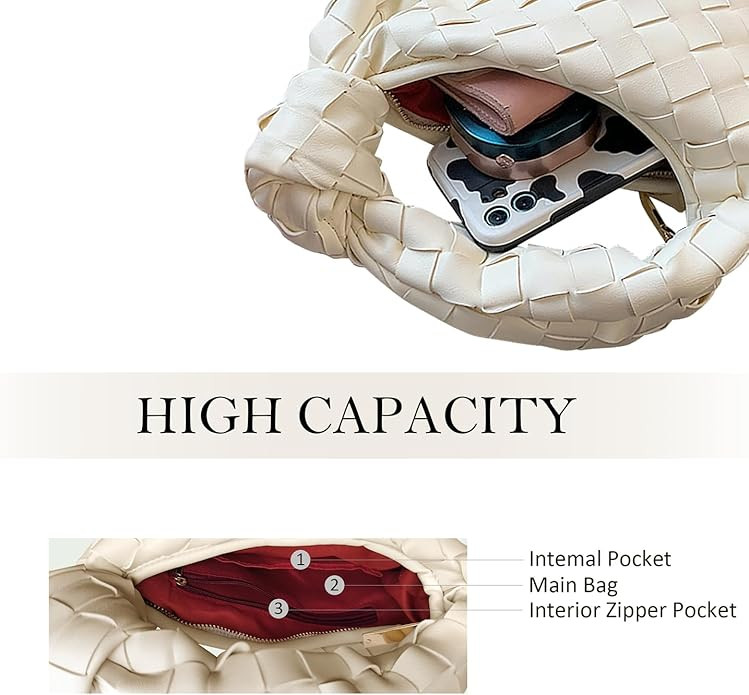 Woven Handbag for Women Small Clutch Bags Fashion Knotted Hobo Bag Faux Leather Purse 2024 | Amazon (US)