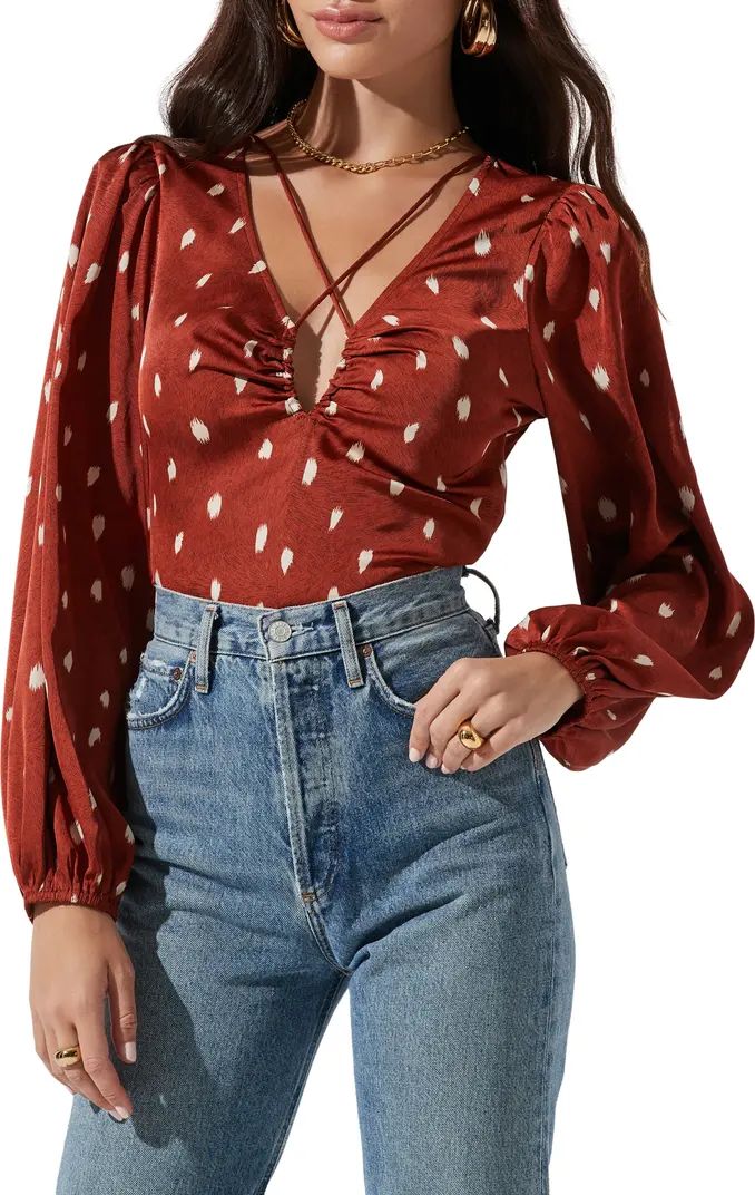 Print Ruched Keyhole Top | Nordstrom