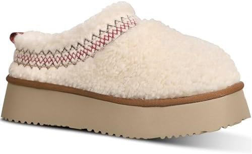 Women's Platform Slippers Mini Boots Braid with Plush Fleece Lining Fuzzy Slippers for Women Slip... | Amazon (US)