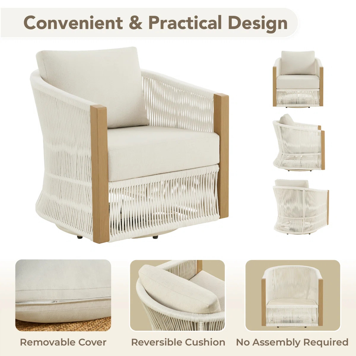 Swivel Patio Chair With Cushions | Wayfair North America