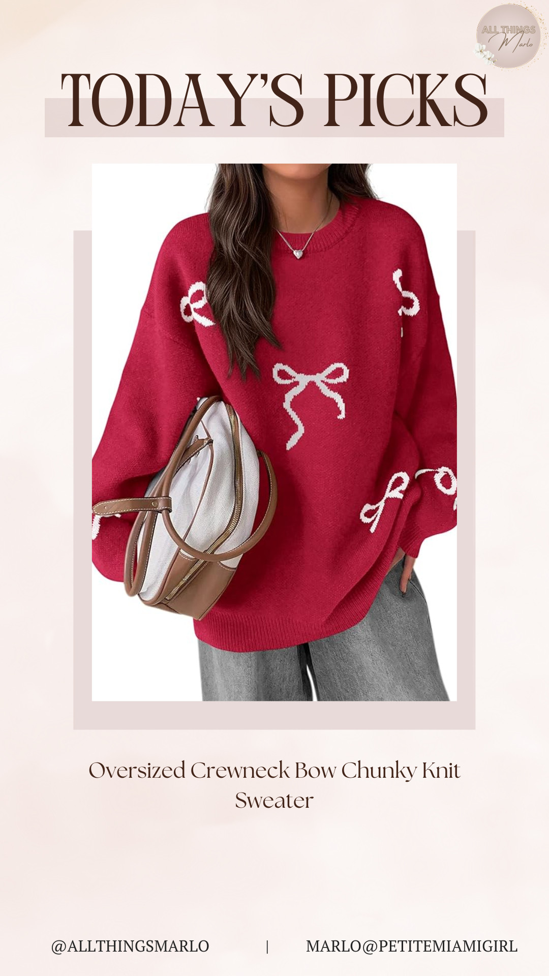 Oversized Crewneck Bow Chunky Knit Sweater 

 #LTKSeasonal #LTKFindsUnder50 #LTKTravel