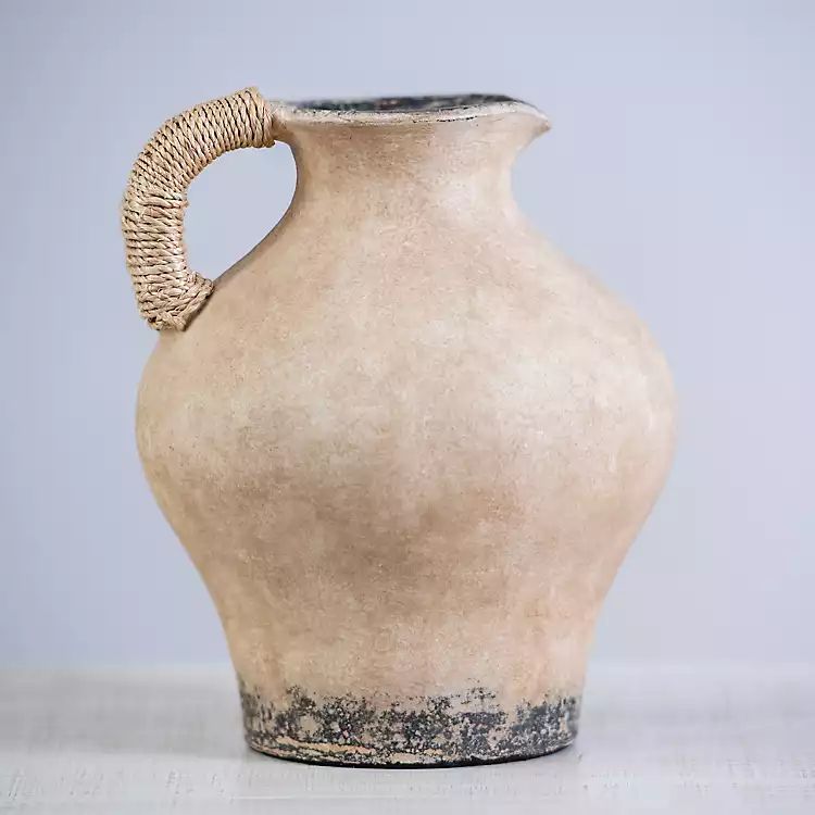 Tan Rope Handle Pitcher Vase, 9 in. | Kirkland's Home