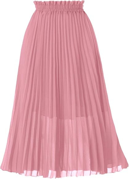 Women's Pleated A-Line High Waist Swing Flare Midi Skirt | Amazon (US)