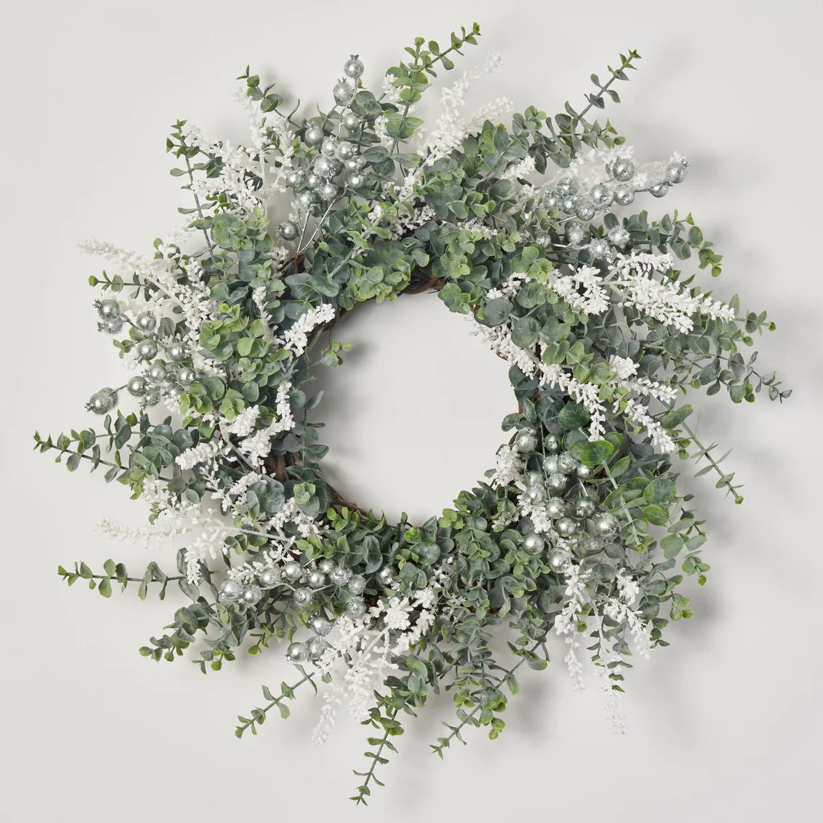 Winter Frost - White Sedum, Glitter Metallic Crabapple & Eucalyptus Winter Mint Front Door Christ... | Darby Creek Trading