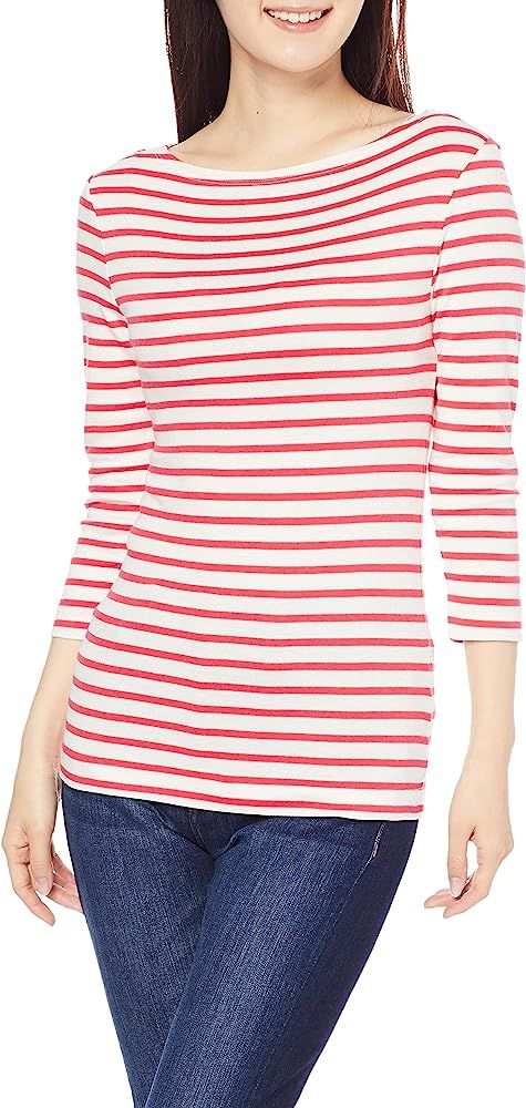 Amazon Essentials Women's Slim-Fit 3/4 Sleeve Solid Boat Neck T-Shirt | Amazon (US)