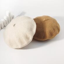 2pcs Wool-Mix Solid Fuzzy Beret | SHEIN