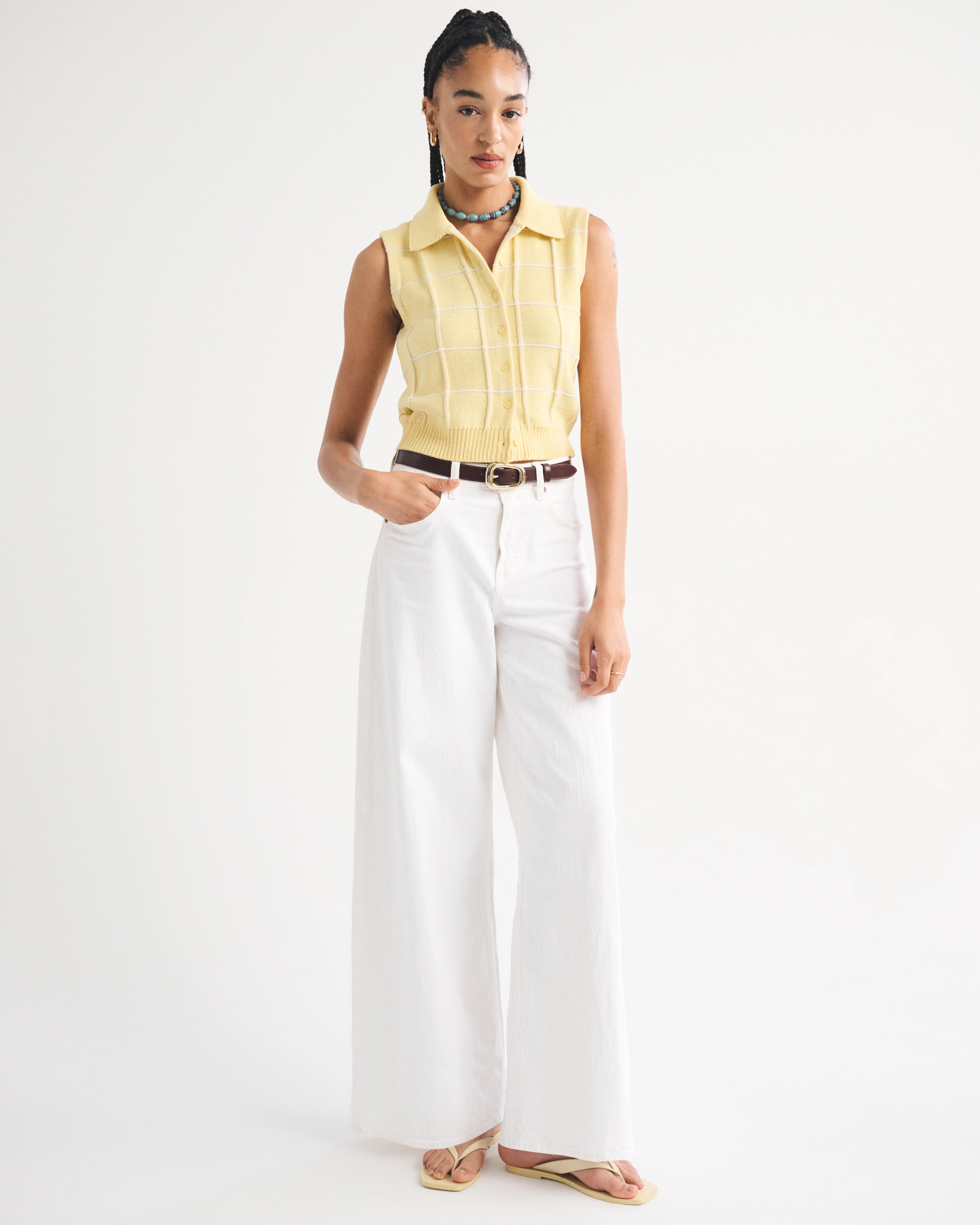 Linen-Blend High Rise Ultra Wide Leg Jean | Abercrombie & Fitch (US)