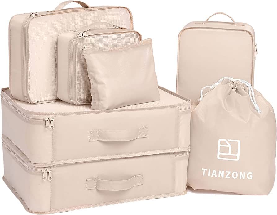TianZong 7-piece Set Packing Cubes, Travel Bags for Luggage , Packing Organizers with Shoe Bag (B... | Amazon (US)