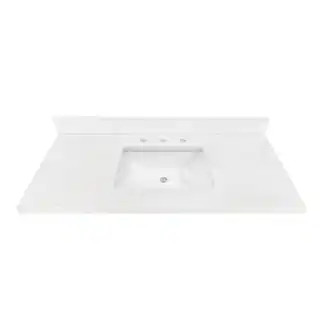 49 in. W x 22 in D Quartz White Rectangular Single Sink Vanity Top in Carrara White | The Home Depot
