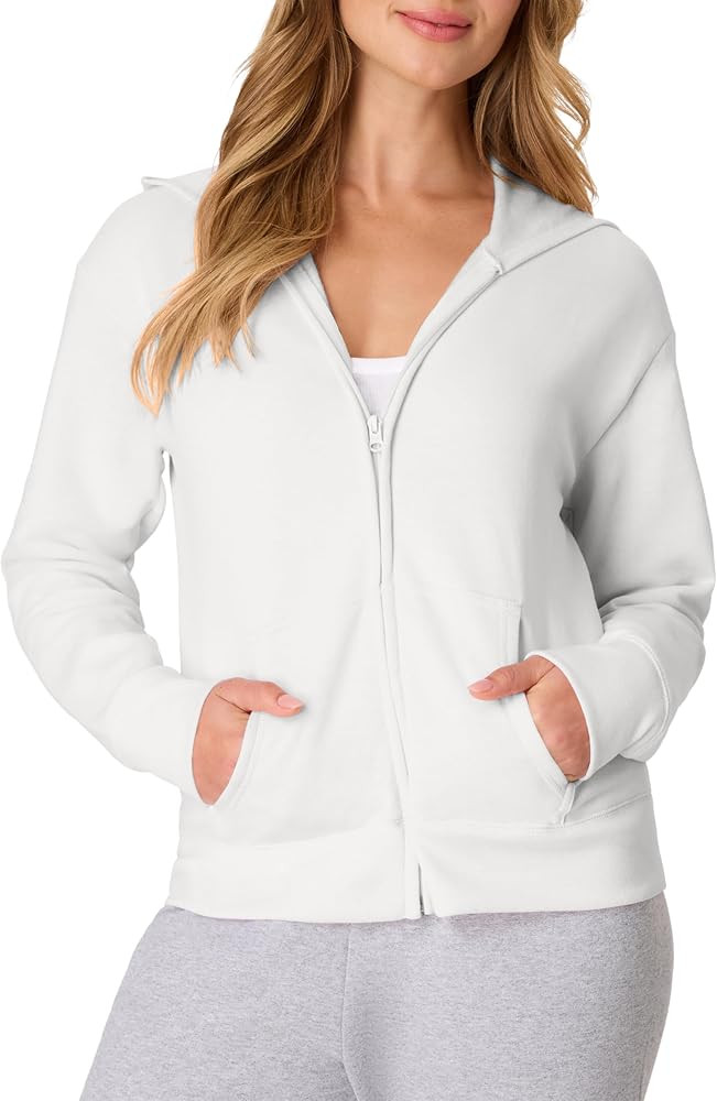 Hanes Women's EcoSmart Fleece Sweatshirt for Women, Soft Midweight - Full-Zip Hoodie, Sweatshirt,... | Amazon (US)