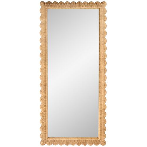 Sunny Scallop Rattan Floor Mirror, Natural | One Kings Lane