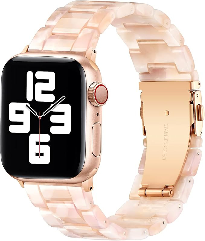 BESTIG Compatible with Resin Apple Watch Band 44mm 42mm 45mm Stainless Steel Buckle Waterproof fo... | Amazon (US)