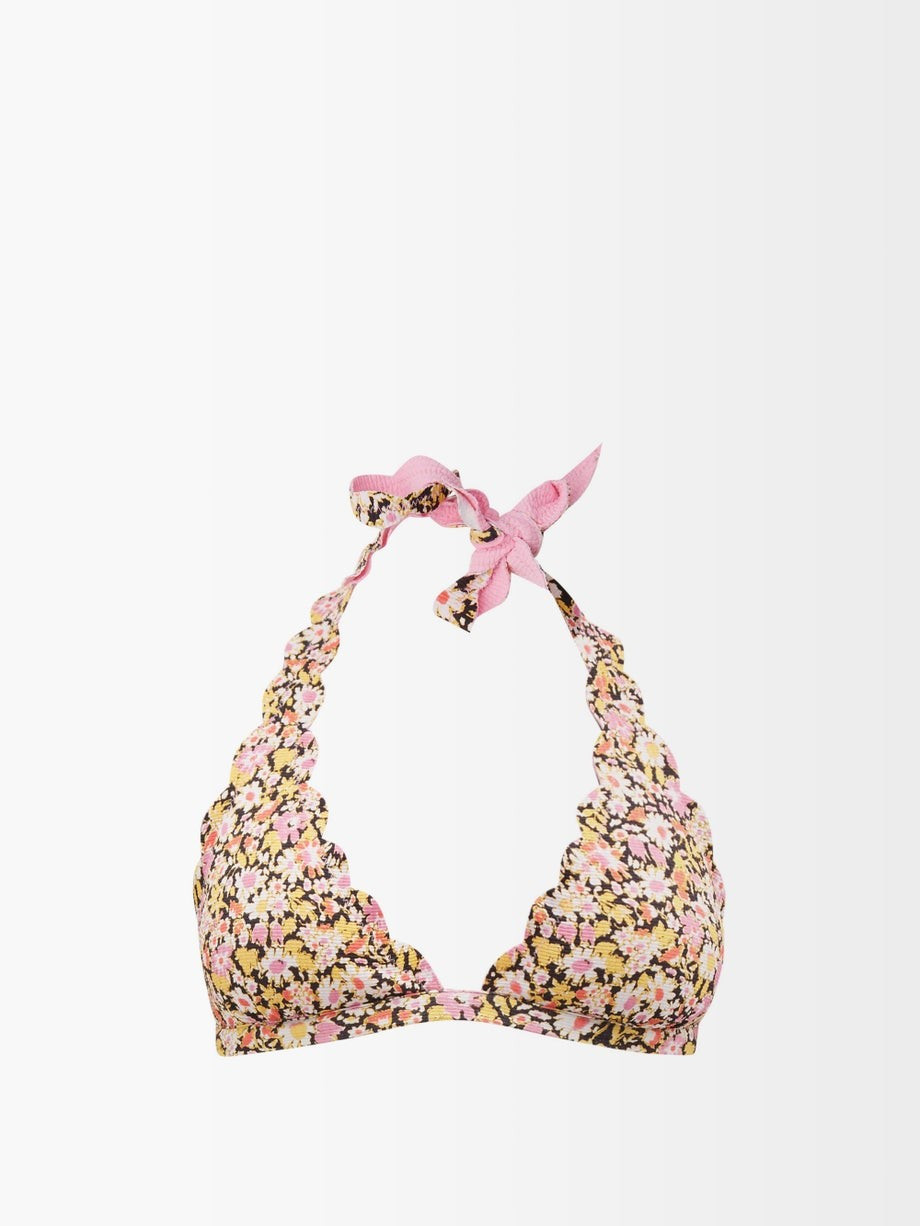Spring scalloped floral-print bikini top | Marysia | Matches (US)